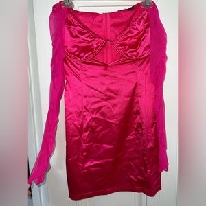 Size US 10 Hot Pink/Magenta Silk/Satin Dress from Pretty Little Thing